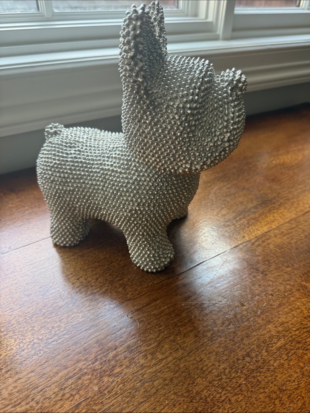 Silver Beaded Bulldog Figurine - Home Art Décor